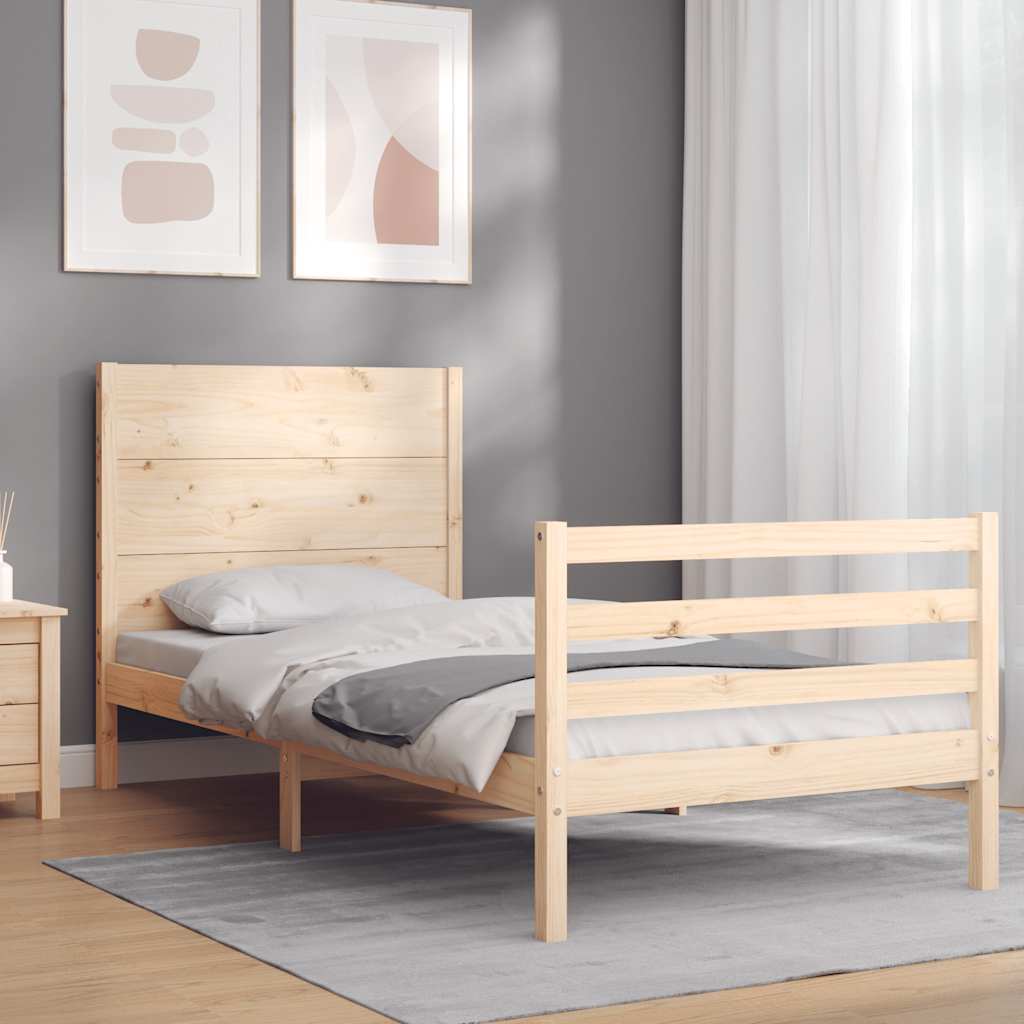 Okvir za krevet s uzglavljem 100x200 cm od masivnog drva