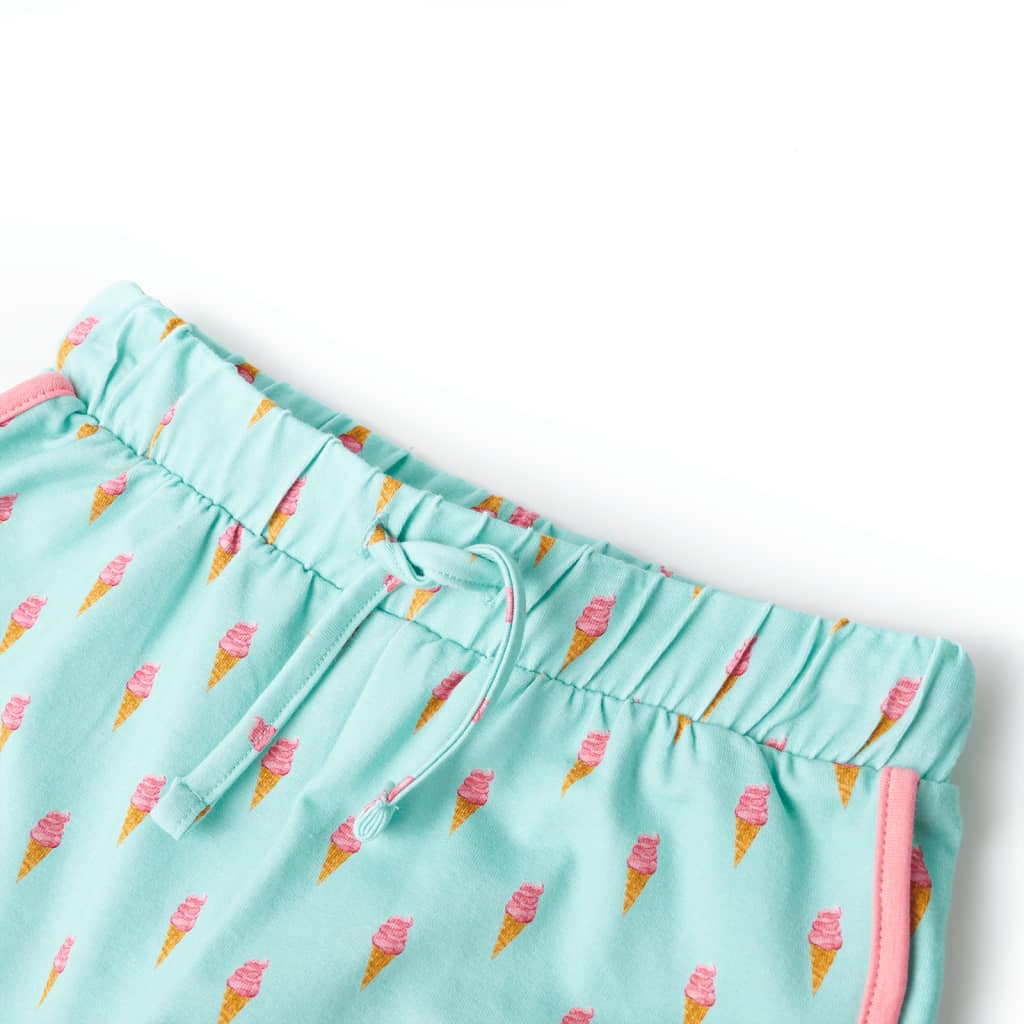 Dječje kratke hlače s vezicom svijetla boja mente 140