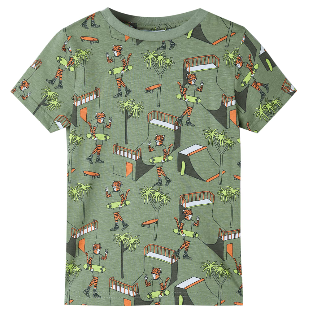 Dječja pidžama s kratkim rukavima svijetla kaki boja 116