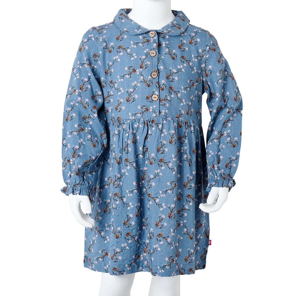 Dječja haljina s dugim rukavima petrol plave boje 104