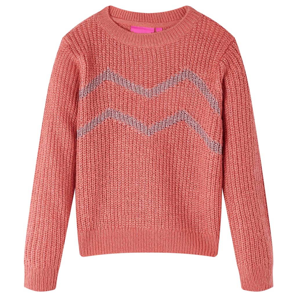 Dječji džemper pleteni srednje ružičasti 128