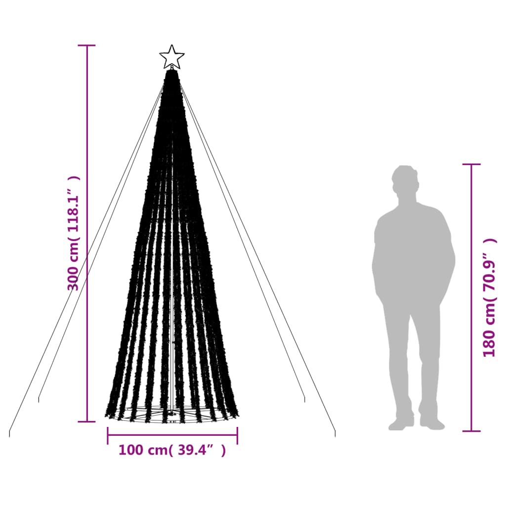 LED božićno drvce 688 LED šarenih 300 cm