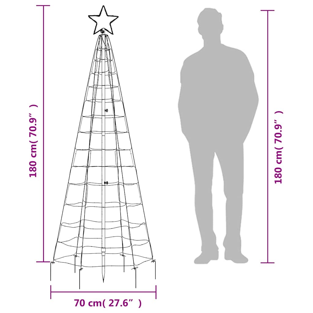 LED božićno drvce sa šiljcima 220 LED šarenih 180 cm