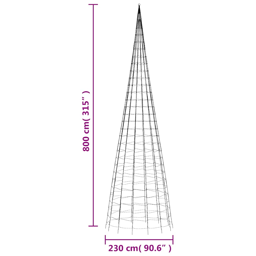 LED božićno drvce 3000 LED toplo bijelo 800 cm