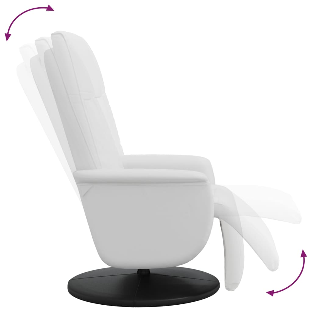 Naslonjač od umjetne kože s osloncem za noge bijeli