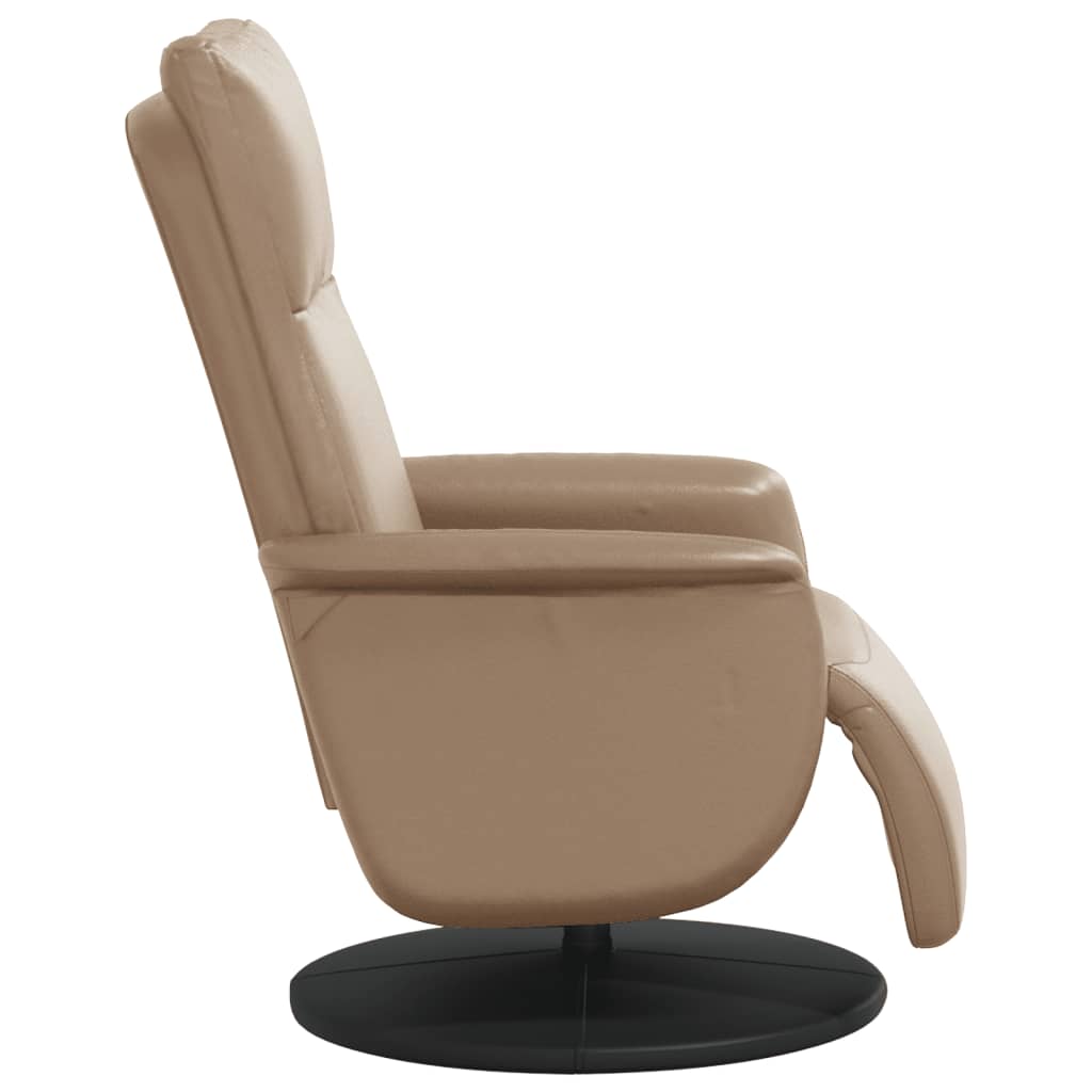 Naslonjač od umjetne kože s osloncem za noge boja cappuccina