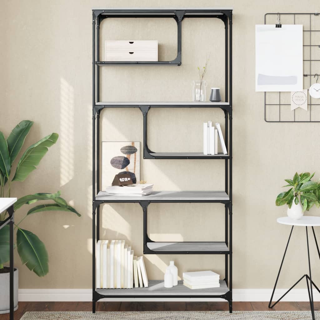 Regal za knjige boja sivog hrasta sonome 81x36x176 cm konstruirano drvo