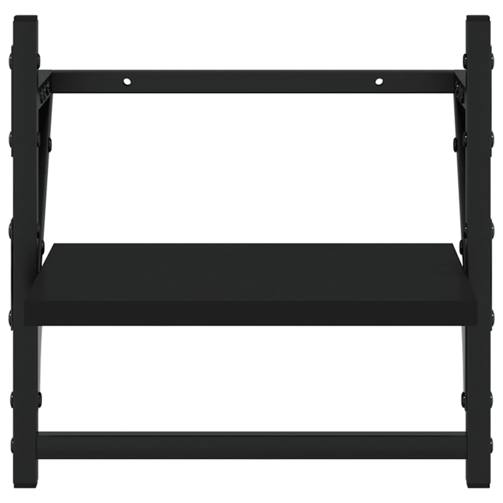 Zidne police s prečkama 2 kom crne 30 x 25 x 30 cm