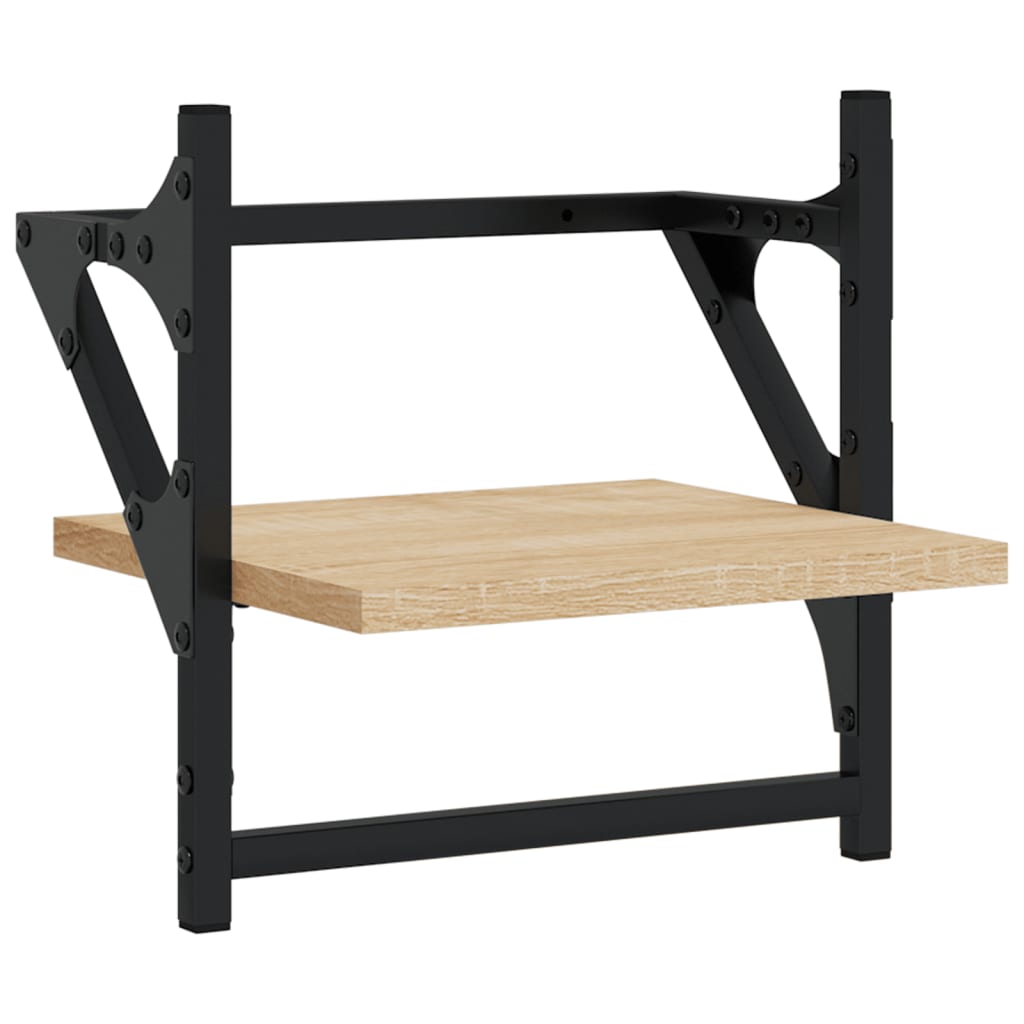 Zidne police s prečkama 2 kom boja hrasta sonome 30x25x30 cm