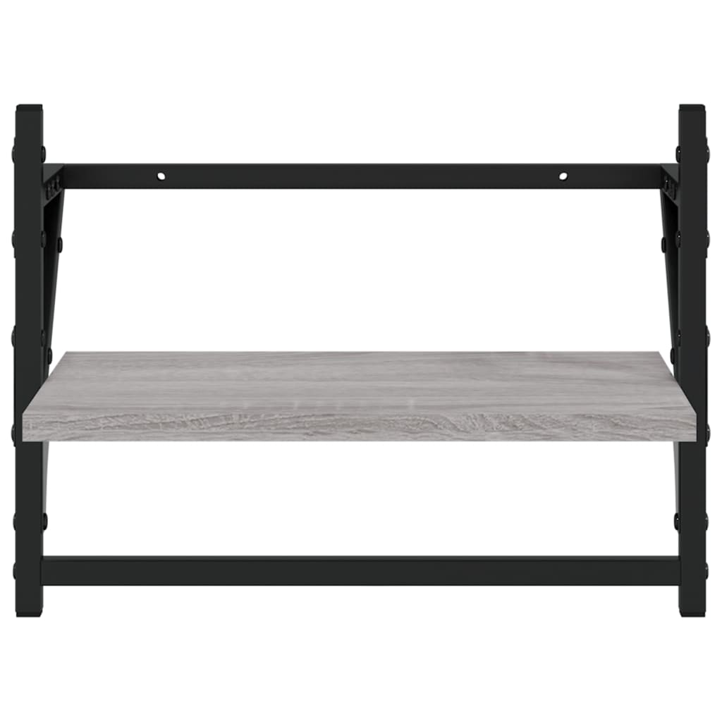 Zidne police s prečkama 2 kom boja hrasta sonome 40x25x30 cm