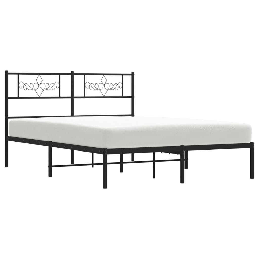 Metalni okvir za krevet s uzglavljem crni 120x190 cm