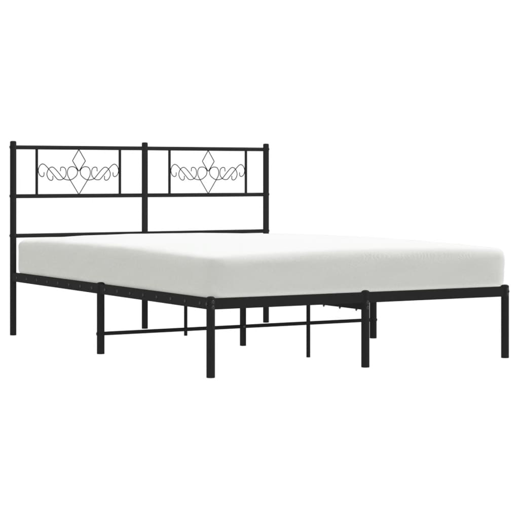 Metalni okvir za krevet s uzglavljem crni 140x190 cm