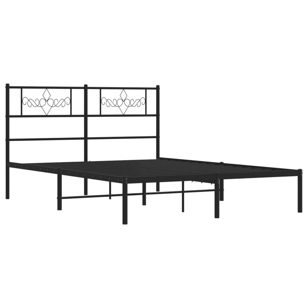 Metalni okvir za krevet s uzglavljem crni 140x200 cm