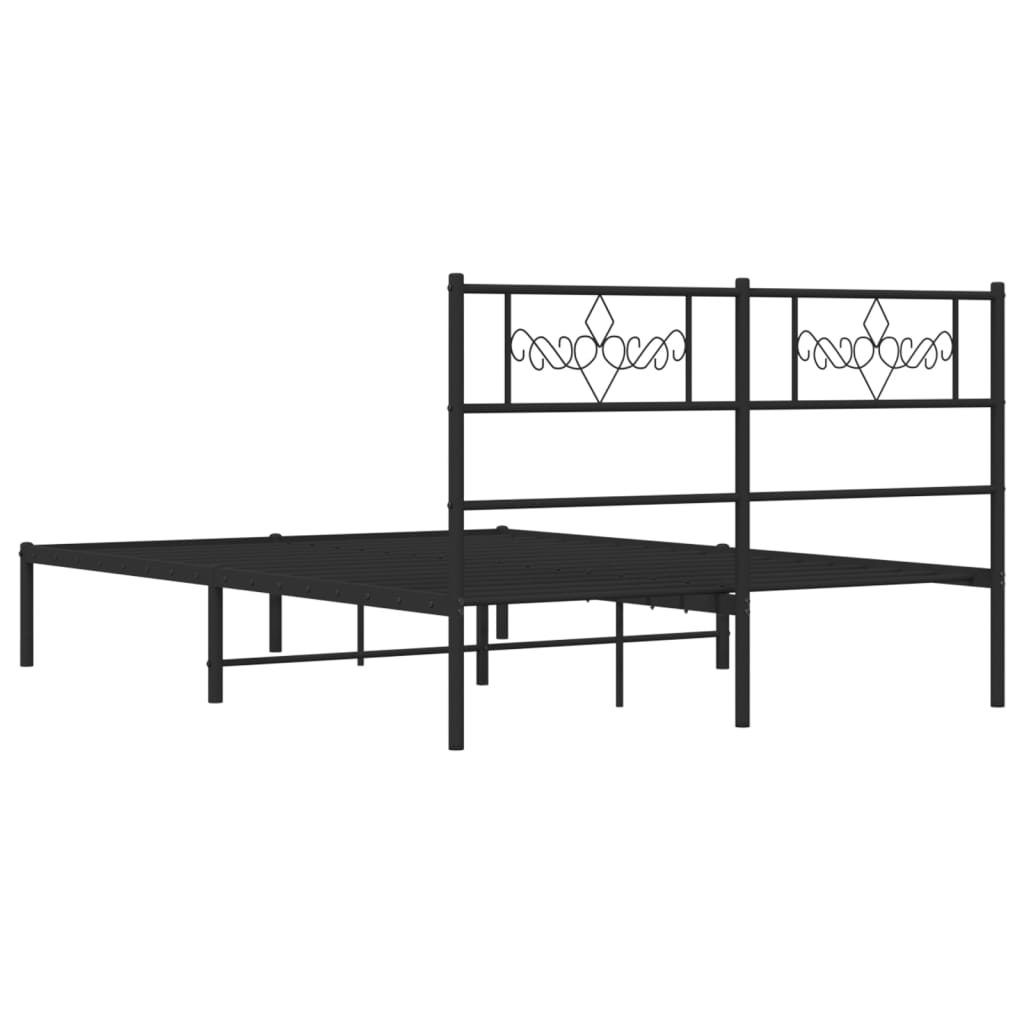 Metalni okvir za krevet s uzglavljem crni 140x200 cm
