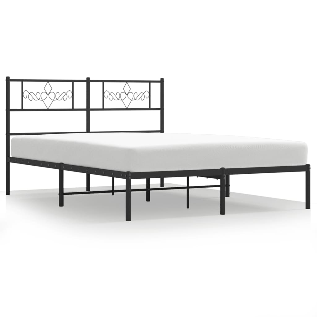 Metalni okvir za krevet s uzglavljem crni 160x200 cm