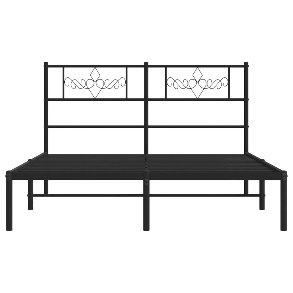 Metalni okvir za krevet s uzglavljem crni 160x200 cm