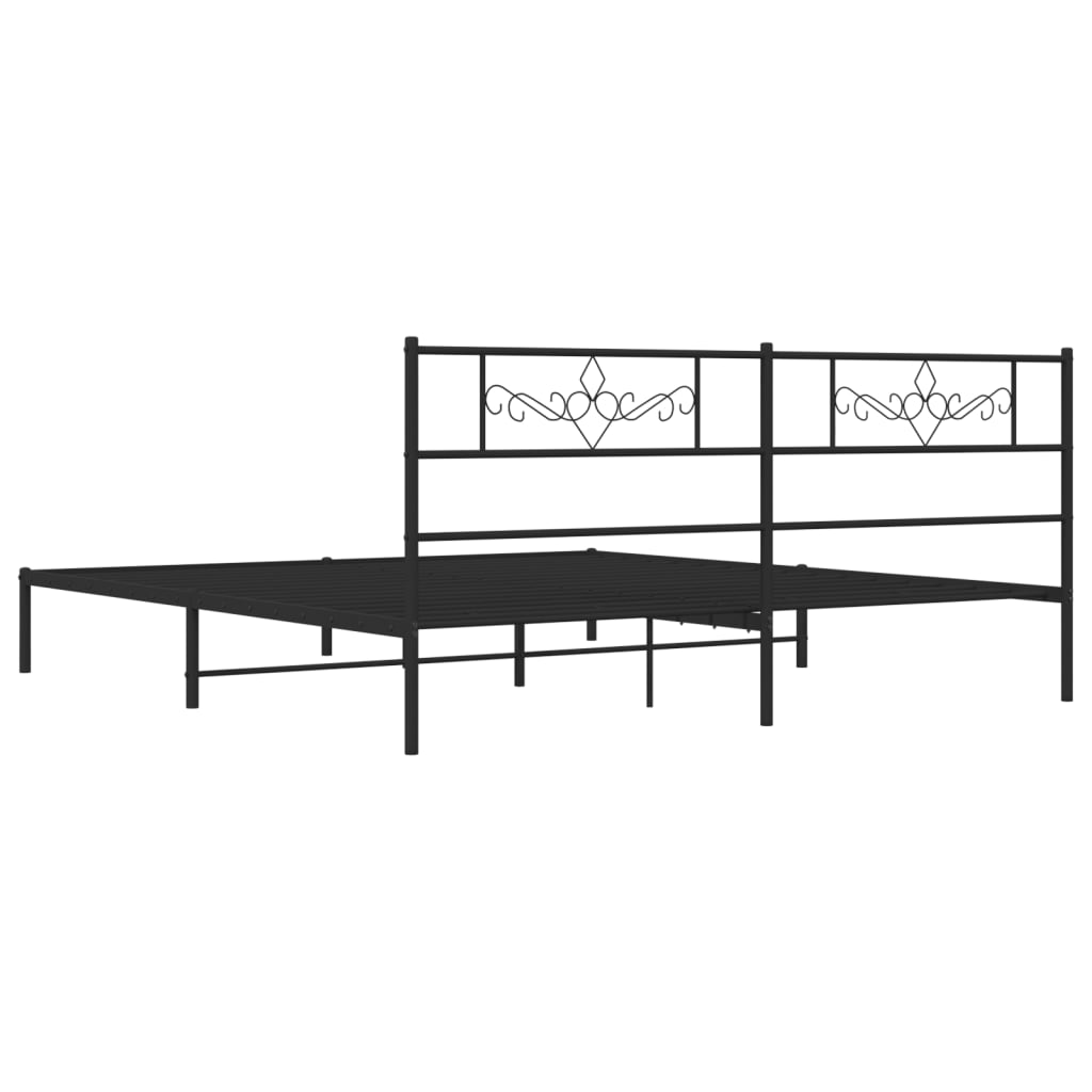 Metalni okvir za krevet s uzglavljem crni 180x200 cm