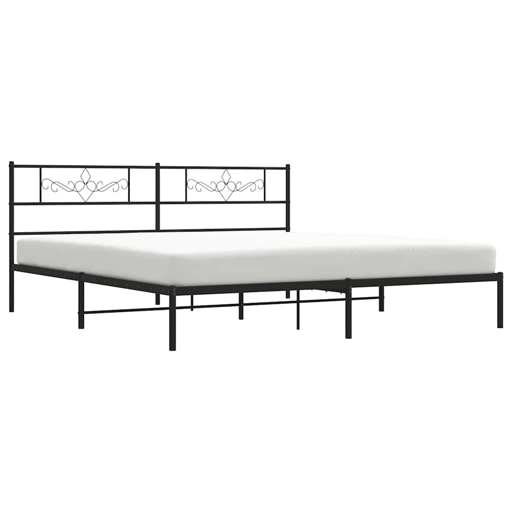 Metalni okvir za krevet s uzglavljem crni 183x213 cm