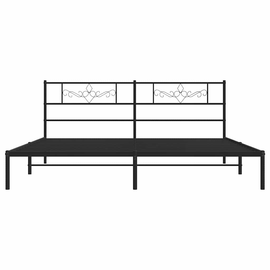 Metalni okvir za krevet s uzglavljem crni 183x213 cm