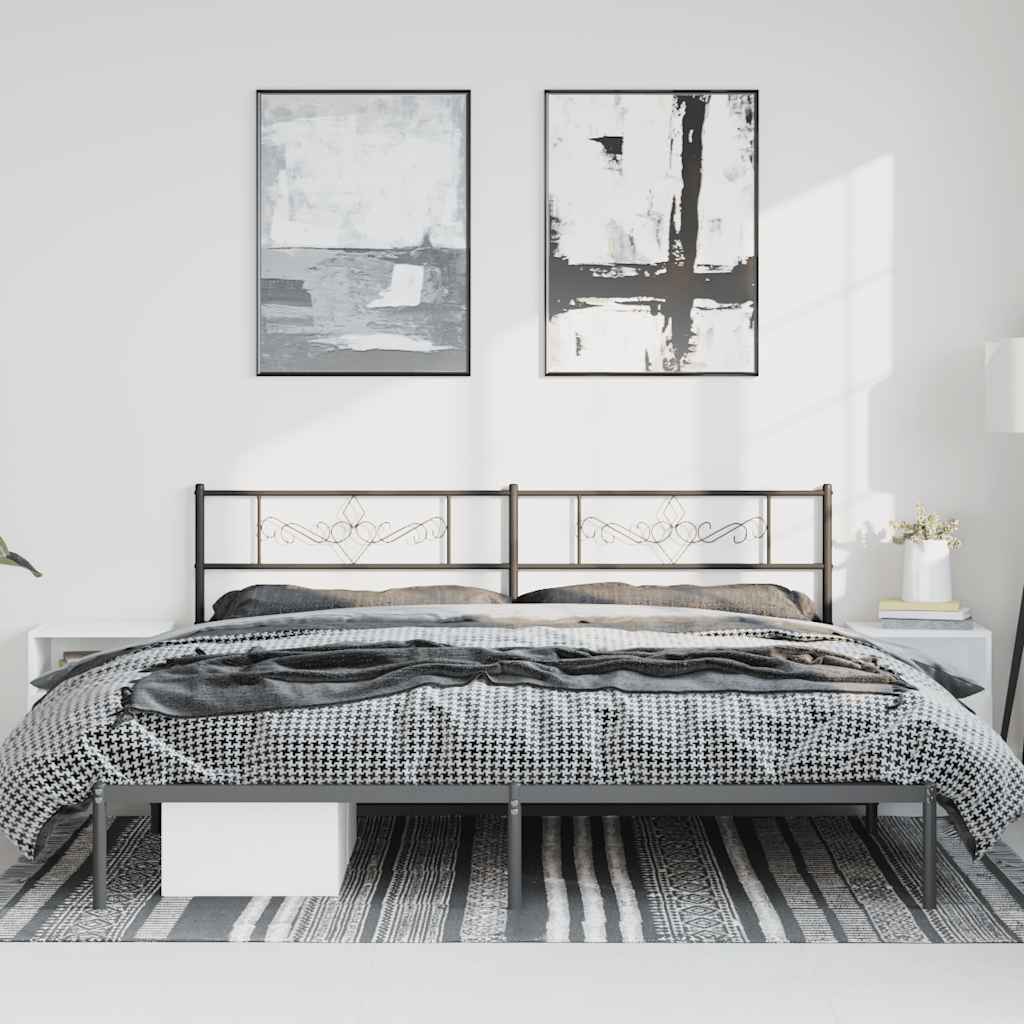 Metalni okvir za krevet s uzglavljem crni 193x203 cm