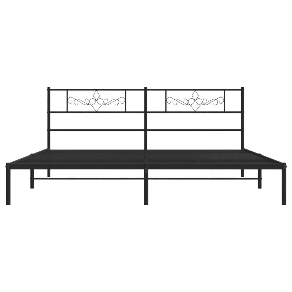 Metalni okvir za krevet s uzglavljem crni 200x200 cm