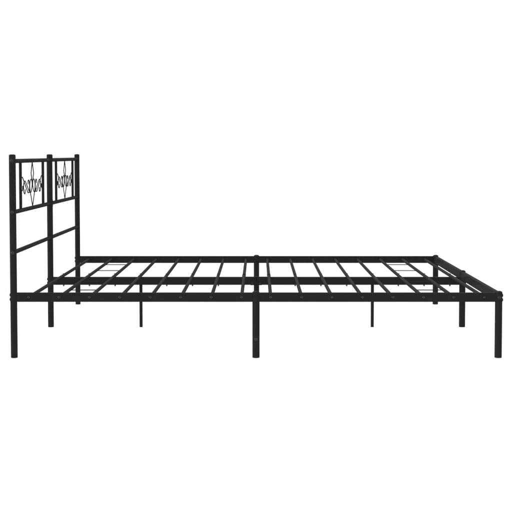 Metalni okvir za krevet s uzglavljem crni 200x200 cm