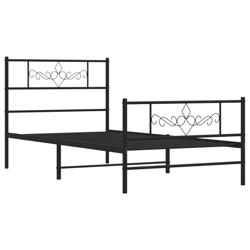 Metalni okvir kreveta uzglavlje i podnožje crni 75x190 cm