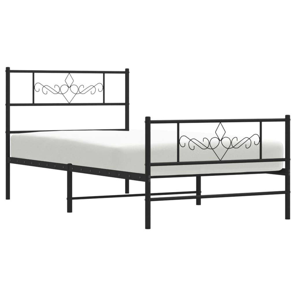 Metalni okvir kreveta uzglavlje i podnožje crni 90x190 cm