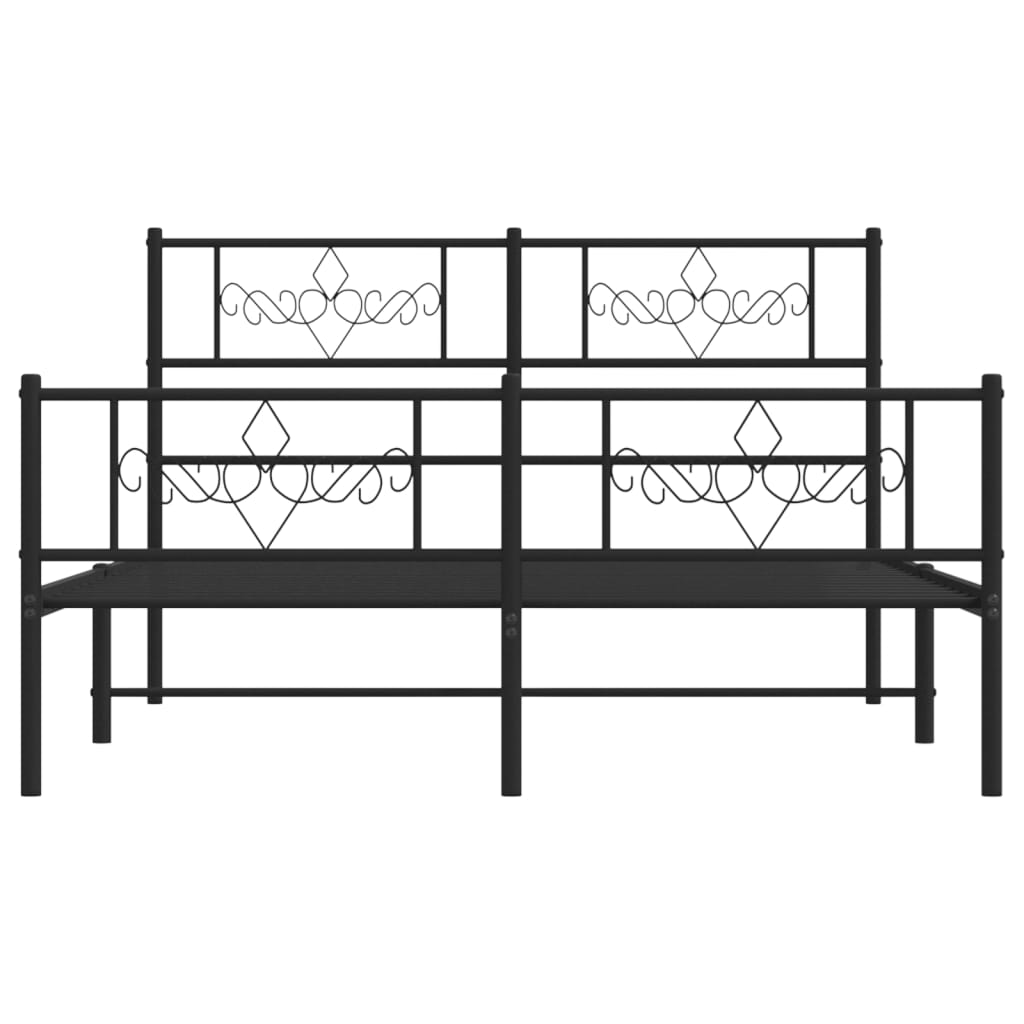 Metalni okvir kreveta uzglavlje i podnožje crni 120x190 cm