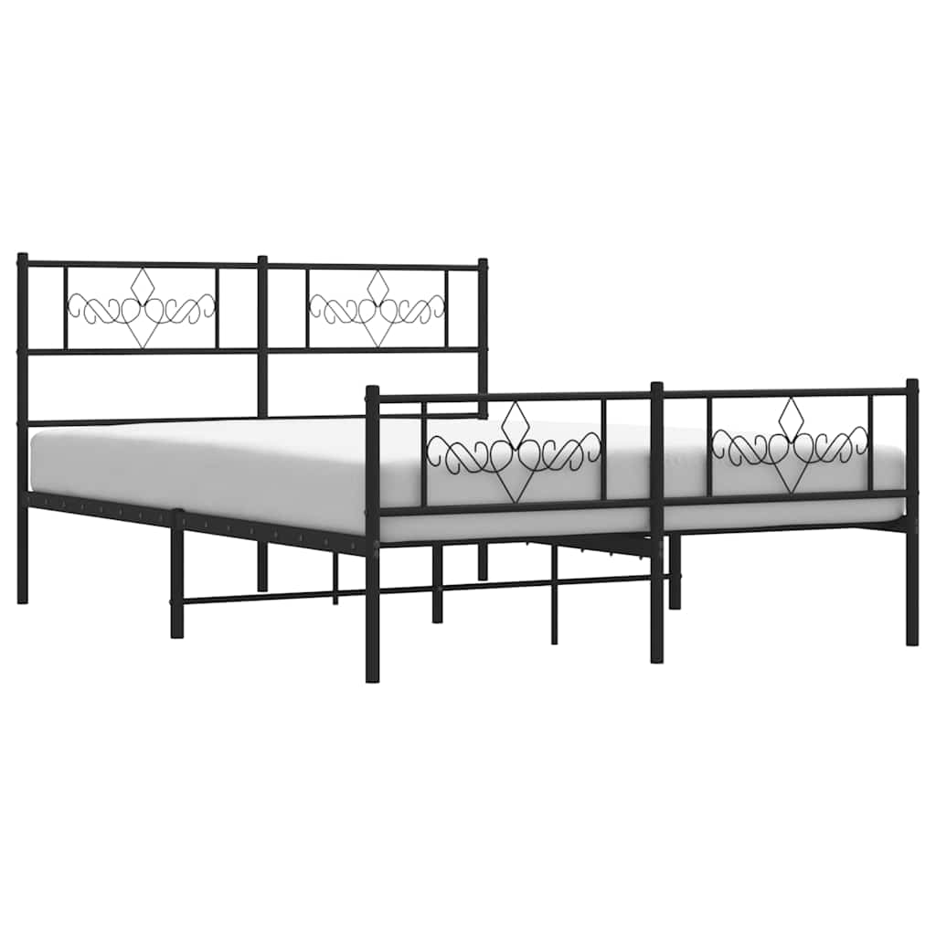 Metalni okvir kreveta uzglavlje i podnožje crni 135x190 cm