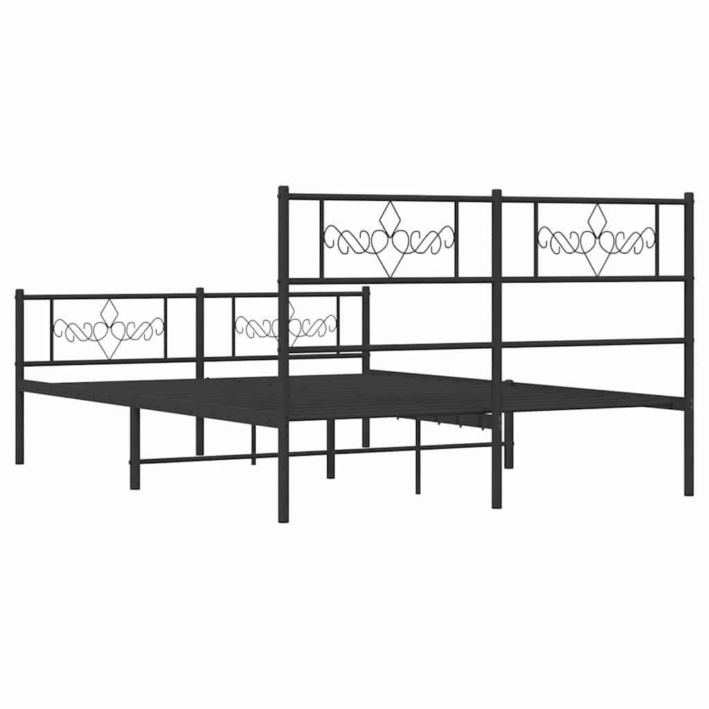 Metalni okvir kreveta uzglavlje i podnožje crni 135x190 cm