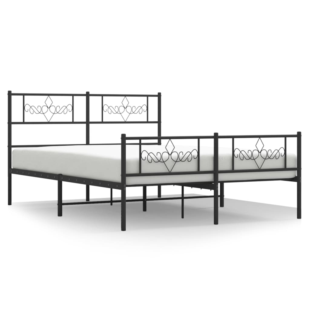 Metalni okvir kreveta uzglavlje i podnožje crni 140x200 cm