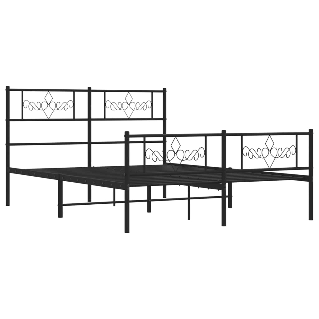 Metalni okvir kreveta uzglavlje i podnožje crni 140x200 cm