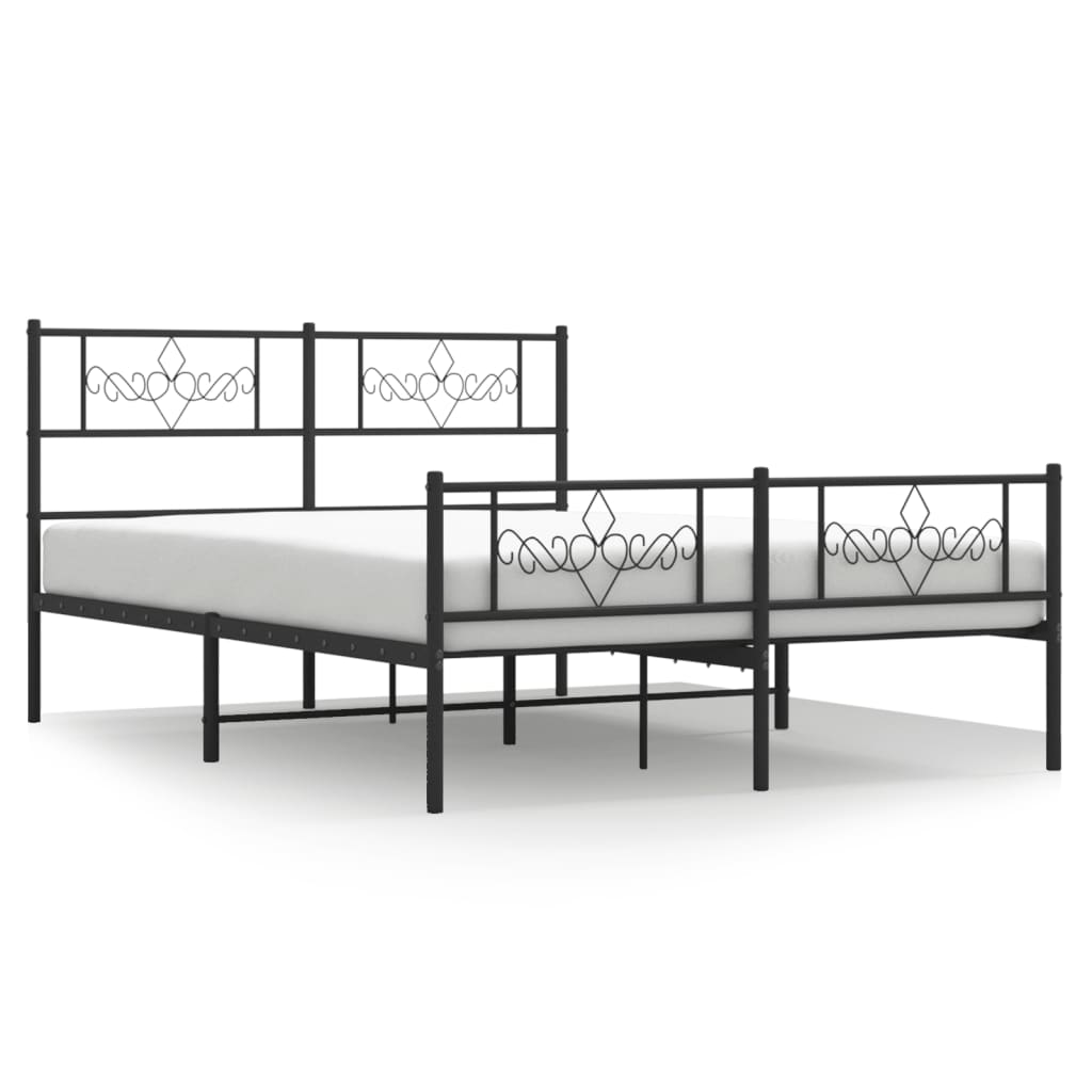 Metalni okvir kreveta uzglavlje i podnožje crni 160x200 cm