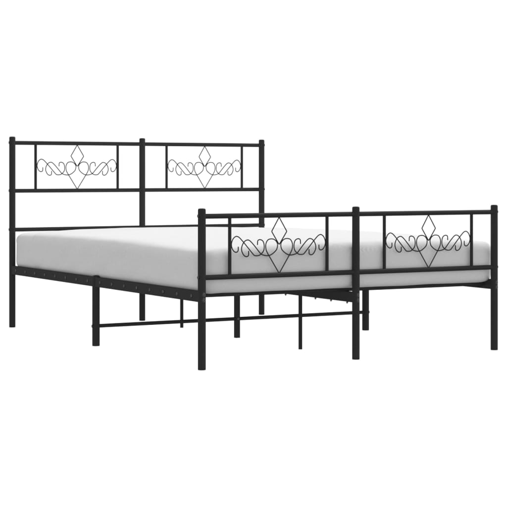Metalni okvir kreveta uzglavlje i podnožje crni 160x200 cm
