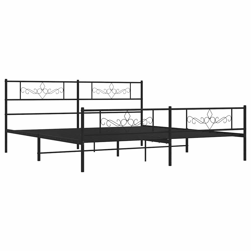 Metalni okvir kreveta uzglavlje i podnožje crni 193x203 cm