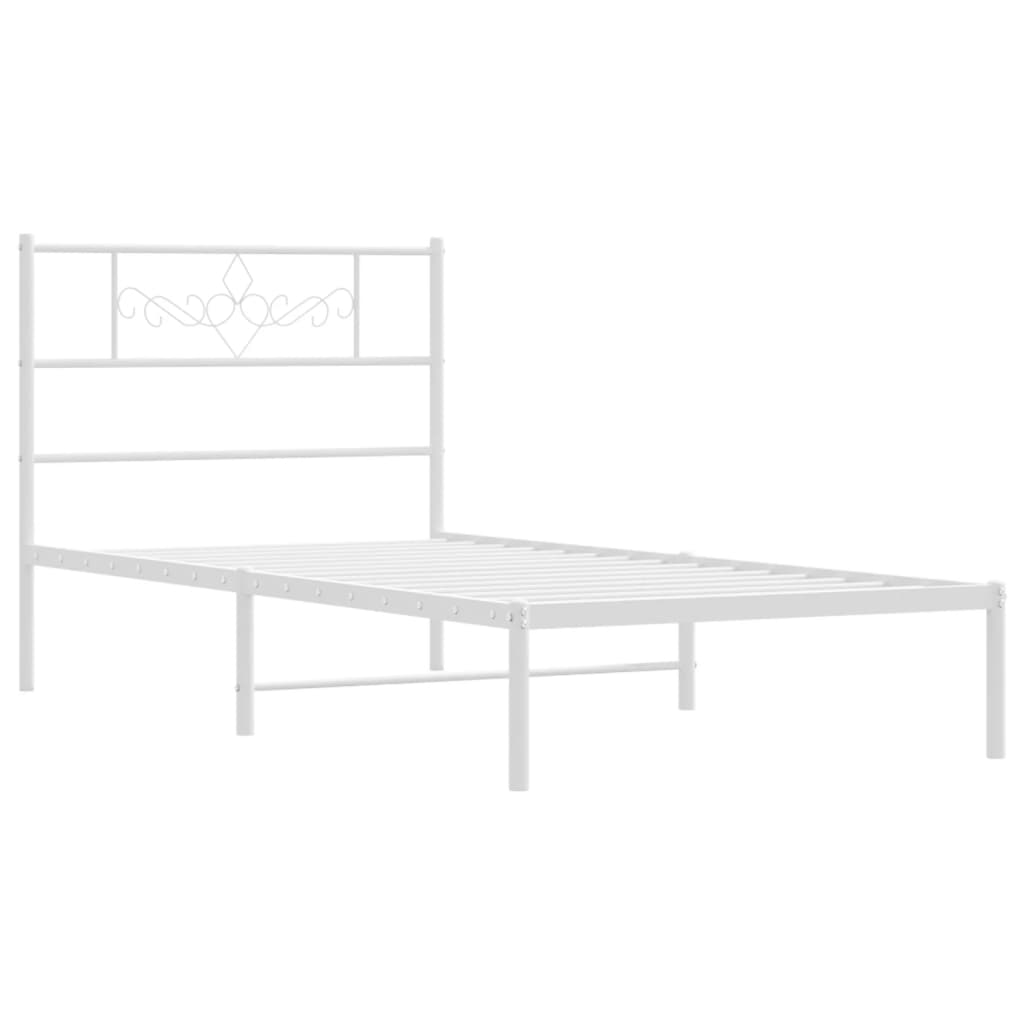 Metalni okvir krevet bez madraca s uzglavljem bijeli 75x190 cm