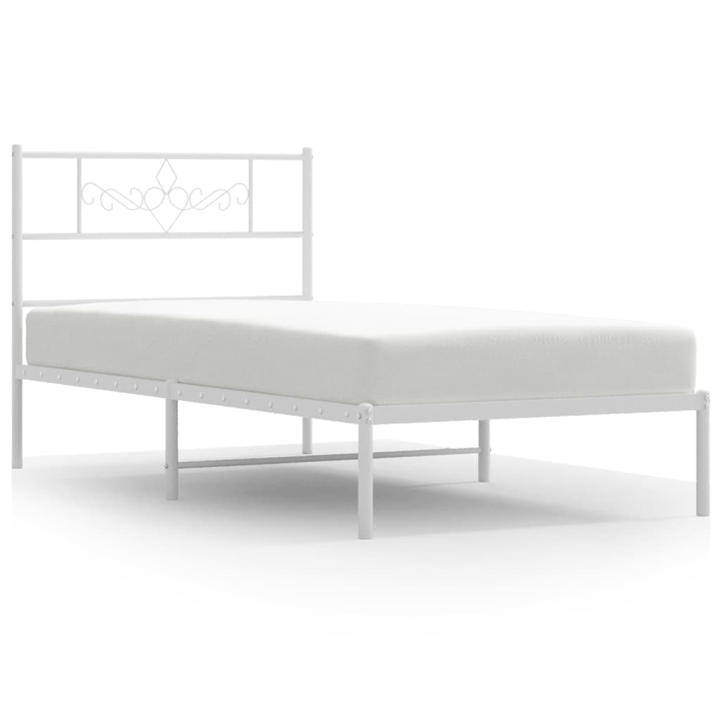 Metalni okvir za krevet s uzglavljem bijeli 80x200 cm
