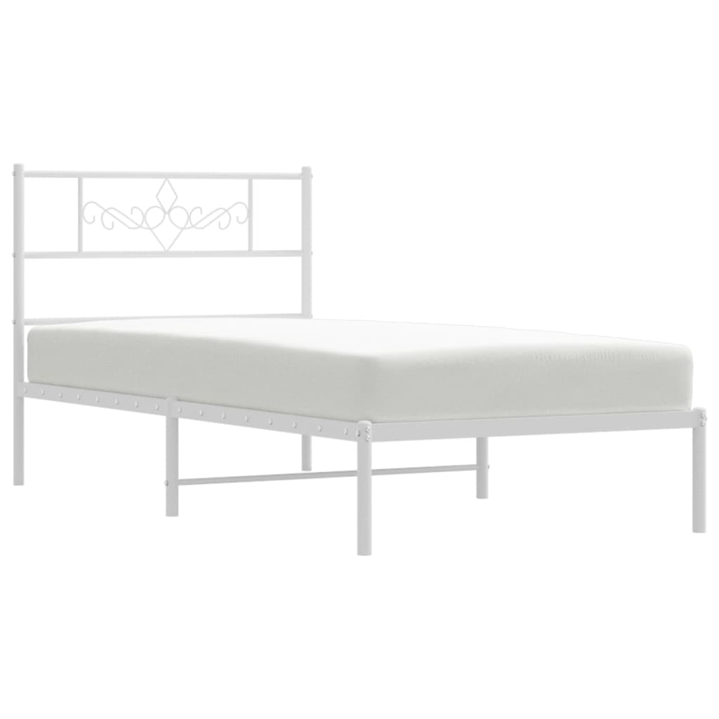 Metalni okvir za krevet s uzglavljem bijeli 80x200 cm