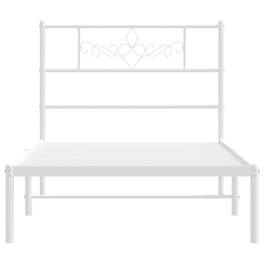 Metalni okvir za krevet s uzglavljem bijeli 90 x 190 cm