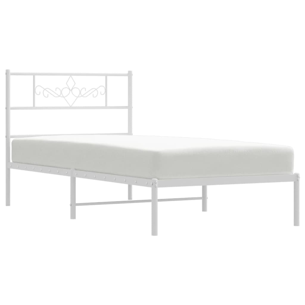 Metalni okvir za krevet s uzglavljem bijeli 90x200 cm