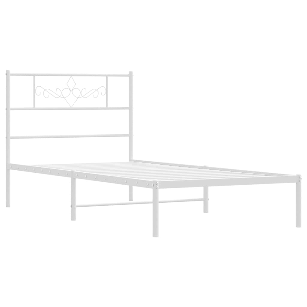 Metalni okvir za krevet s uzglavljem bijeli 100x200 cm