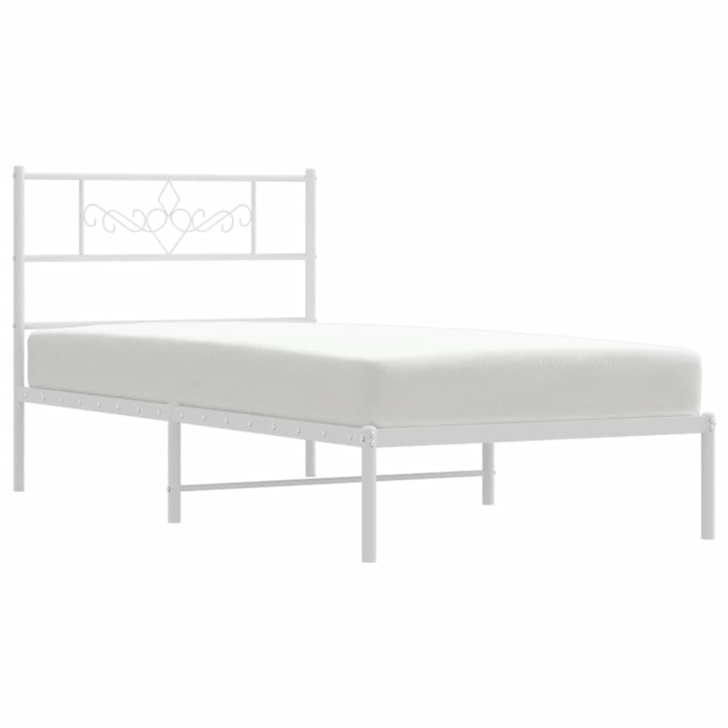 Metalni okvir za krevet s uzglavljem bijeli 100x200 cm