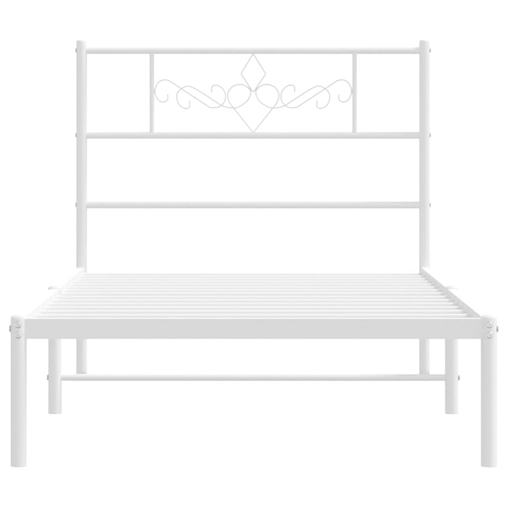 Metalni okvir za krevet s uzglavljem bijeli 100x200 cm