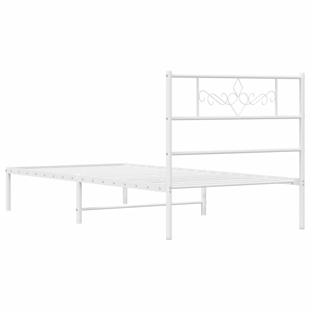 Metalni okvir za krevet s uzglavljem bijeli 100x200 cm