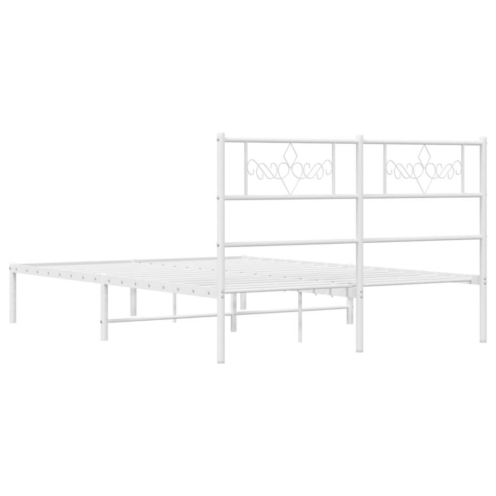 Metalni okvir za krevet s uzglavljem bijeli 120 x 190 cm