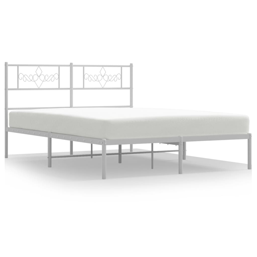 Metalni okvir za krevet s uzglavljem bijeli 120x200 cm