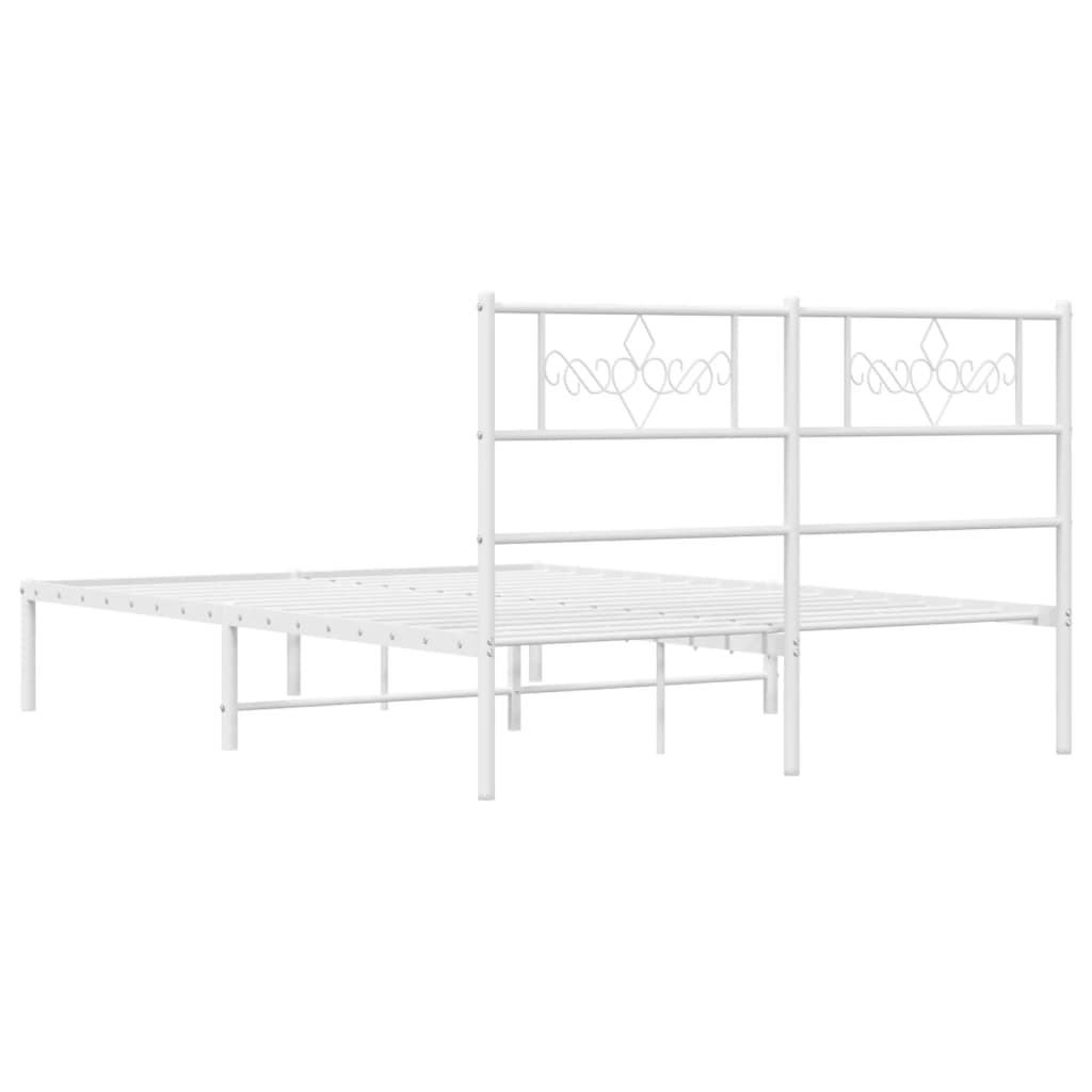 Metalni okvir za krevet s uzglavljem bijeli 120x200 cm