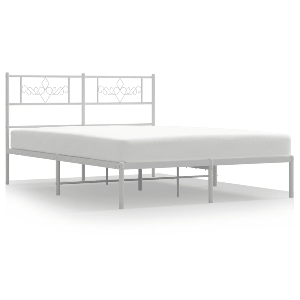Metalni okvir za krevet s uzglavljem bijeli 140 x 190 cm