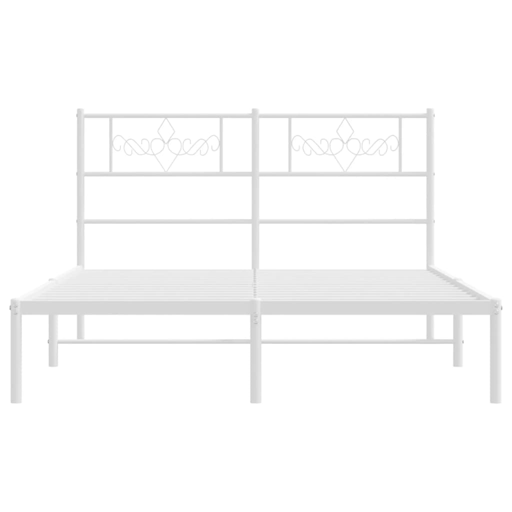 Metalni okvir za krevet s uzglavljem bijeli 140 x 190 cm